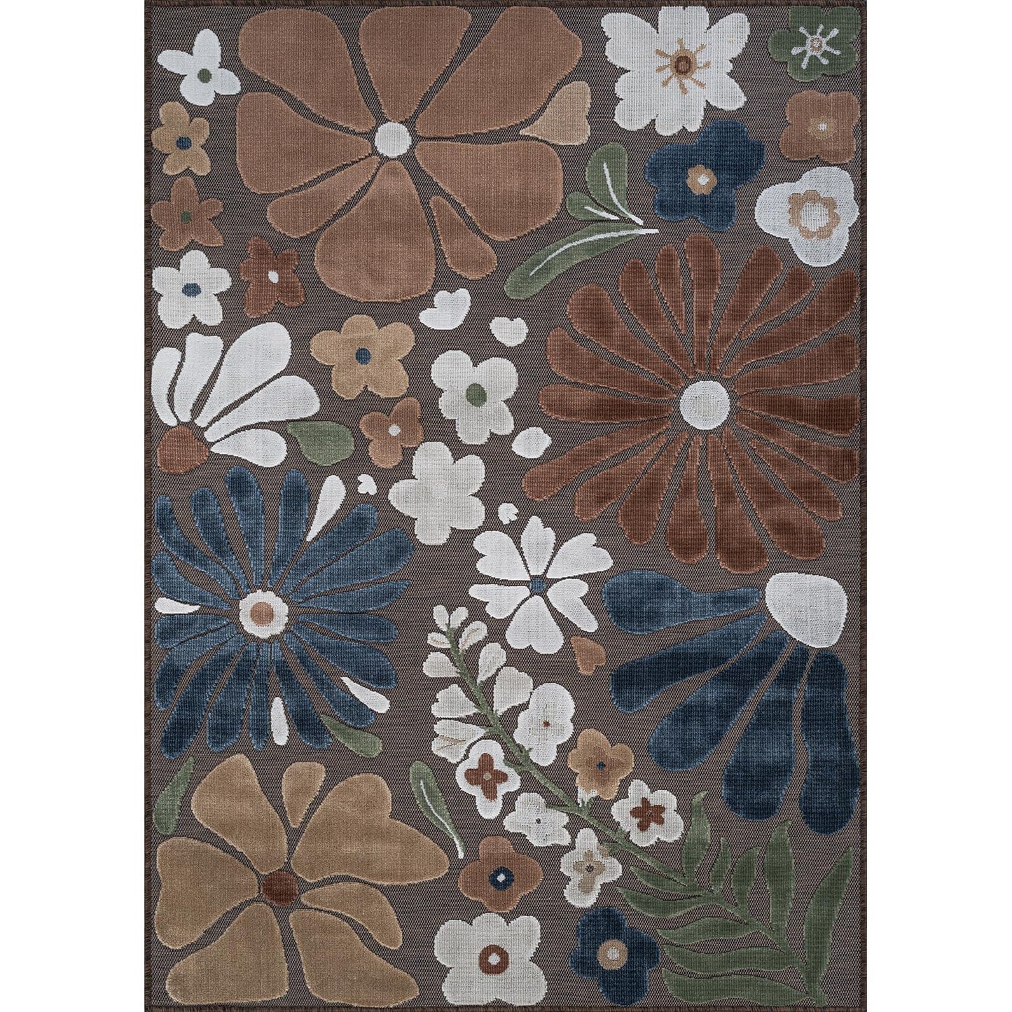 Beverly Rug Outdoor Rug 9x12 Large Modern Floral Tropical Area Rugs for Outdoor and Indoor Patio Easy to Clean Non Shedding Living Room Porch Garden Washable Outside Carpet (9 x 12 Brown)