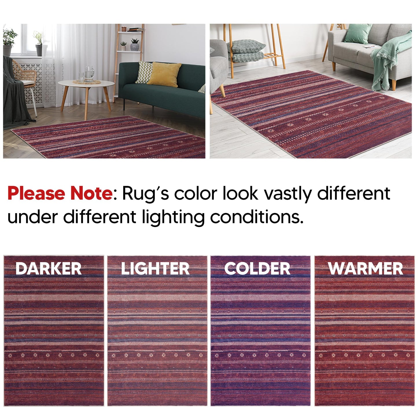 Keen Home Design 48"x72" Rug - Machine Washable Area Rug with Non-Slip Backing, Ideal for Living Room, Dining Room, Bedroom - Vintage, Easy Clean, Durable, Low Pile Rug - (4' x 6')