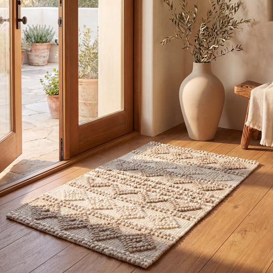 SAFAVIEH Natura Collection Accent Rug - 2' x 3', Beige & Ivory, Handmade Moroccan Boho Tribal Wool & Cotton, Ideal for High Traffic Areas in Entryway, Living Room, Bedroom (NAT102B)