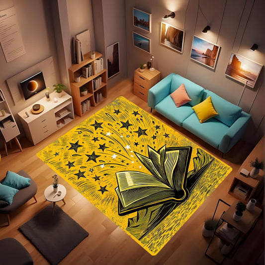 LUCKY&DONG Books and Stars Non Slip Area Rug for Living Dinning Room Bedroom Kitchen Hallway Office Modern Home Decorative 2'x3'