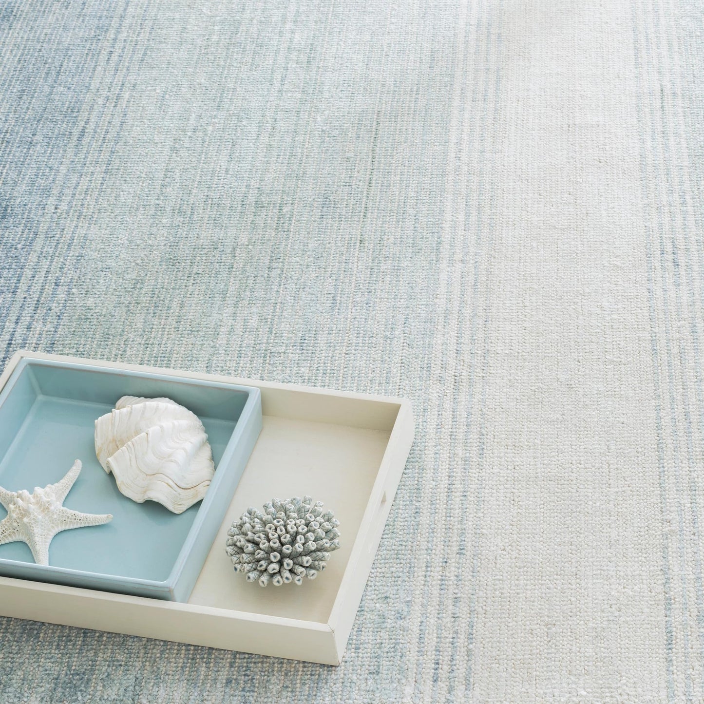 Dash and Albert Sky Moon Handwoven Cotton/Viscose Rug, Runner-2.5 X 8 Feet, Blue Stripe Pattern - Premium Luxury Hotel Quality Soft Breathable Hypoallergenic Machine Washable Easy Care All Season