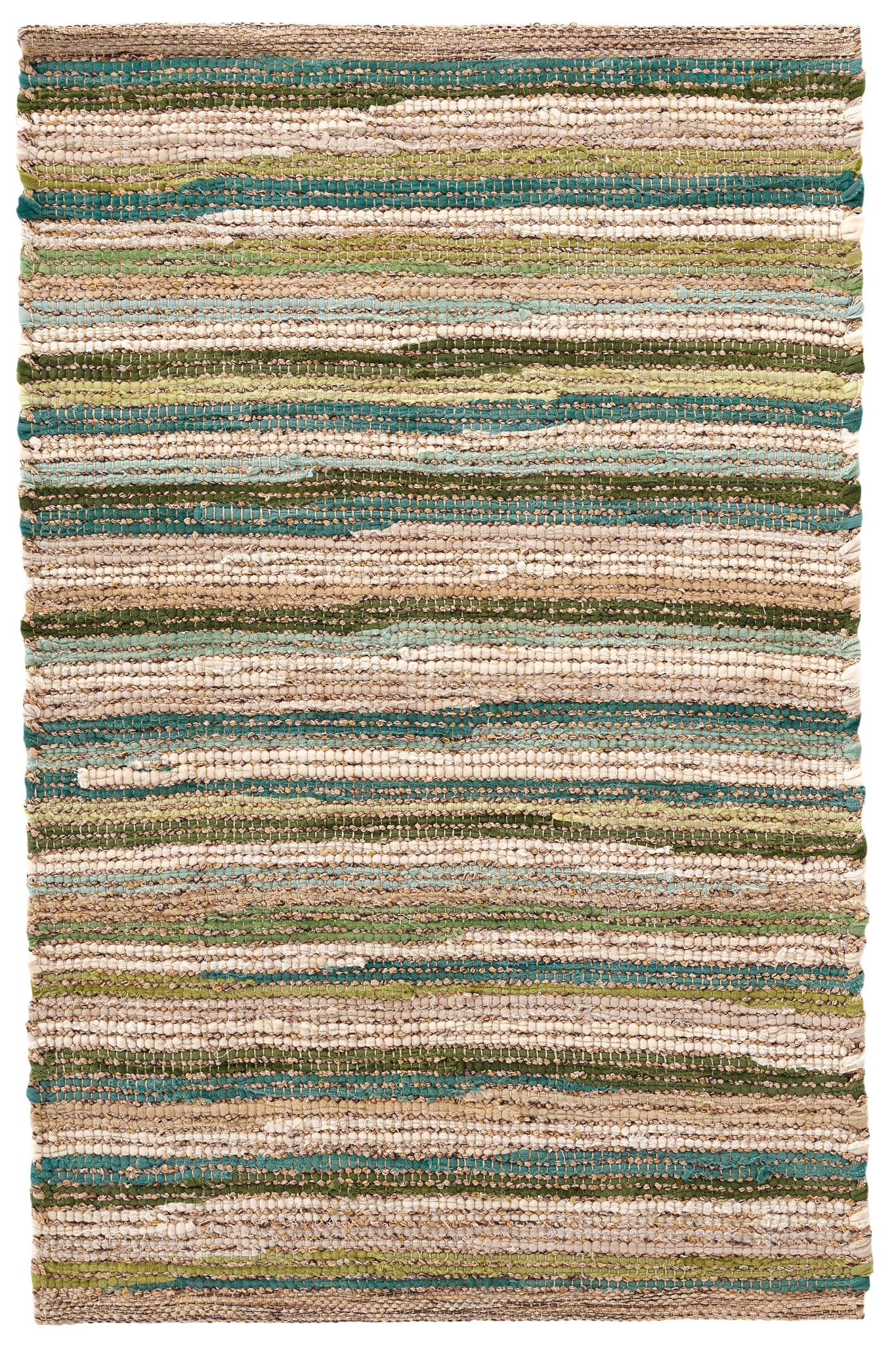 Dash and Albert Francisco Cotton Area Rug - 3' x 5' Green Stripe Handwoven Accent Rug - Durable, Low Pile, High Traffic Living Room, Hallway, Stairs - Premium Luxury Hotel Quality Soft Breathable