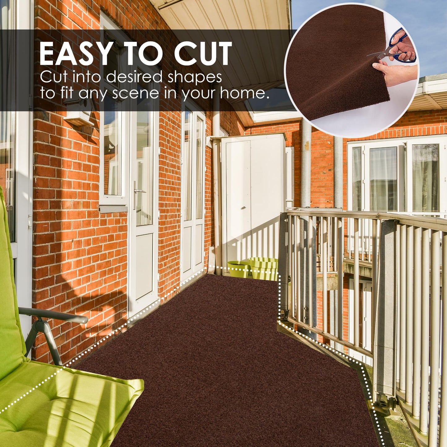koloko 2ft x 6ft Runner Rug Non-Slip Outdoor Indoor Carpet Runner Custom Size Floor Runners Area Rugs Mat with Rubber Backing for Hallway Entryway Balcony Patio Kitchen Garage Stair Laundry
