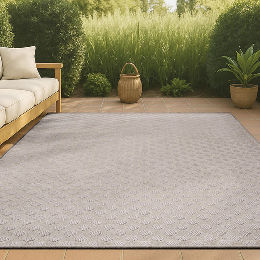 JONATHAN Y Mini-Diamond Trellis Indoor Outdoor Area Rug 8X10 Beige, Rabat High-Low Pile for Backyard, Patio, Porch, Easy-Cleaning, High Traffic, Pet-Friendly, Non-Shedding (SBH101A-8)