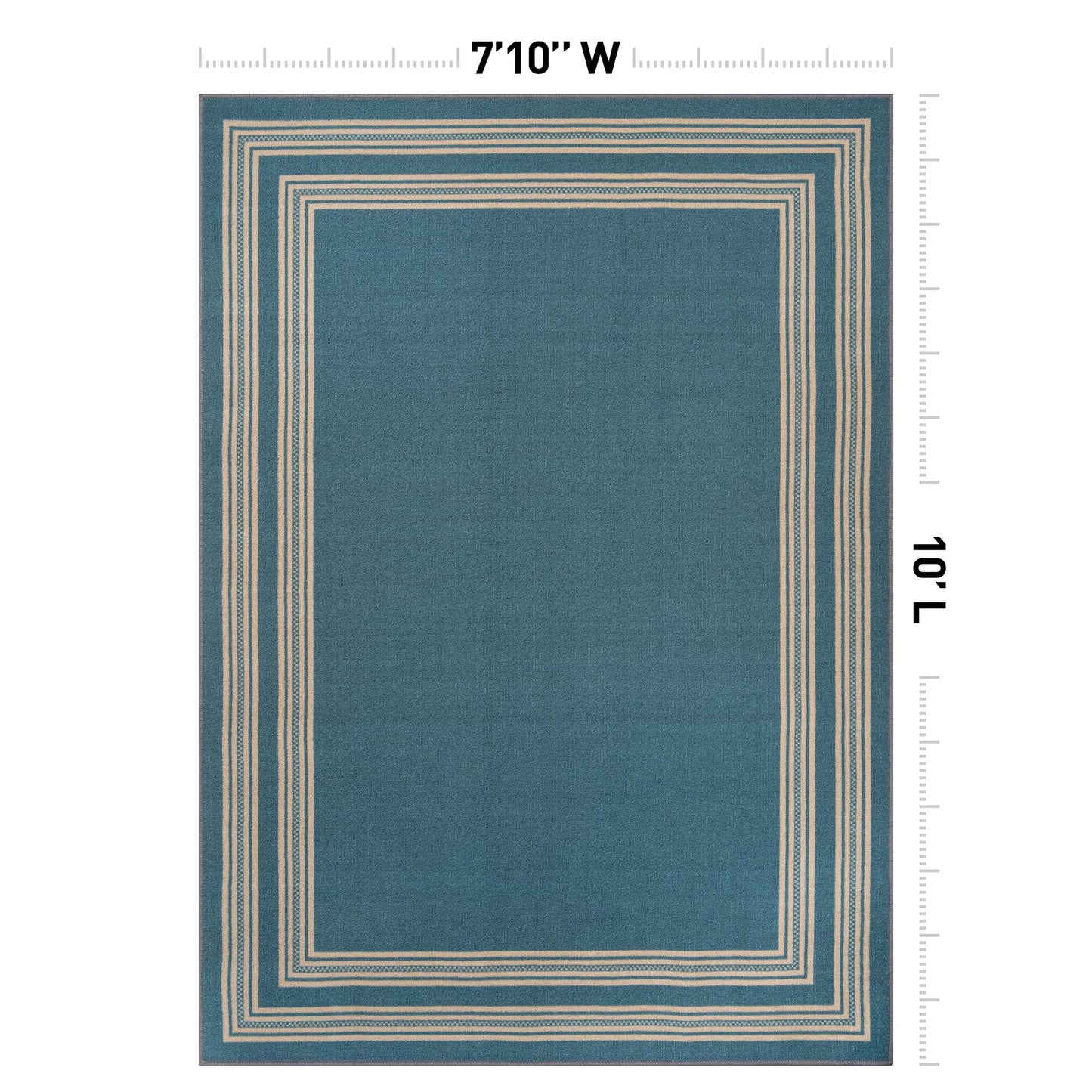 Rugshop Ornate Framed Border Power Loomed Indoor Area Rug, Deep Cobalt Decorative Frame Design, Non-Slip Backing, Living Room Bedroom Entryway, Easy-Care Spot Clean, 7'10" x 10' Blue