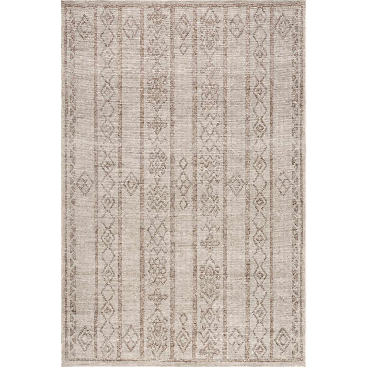 nuLOOM 5' x 8' Green Haven Collection Indoor Area Rug, Recycled Cotton, Machine Washable, Stitched Edging, Flat Woven, Silvana Taupe