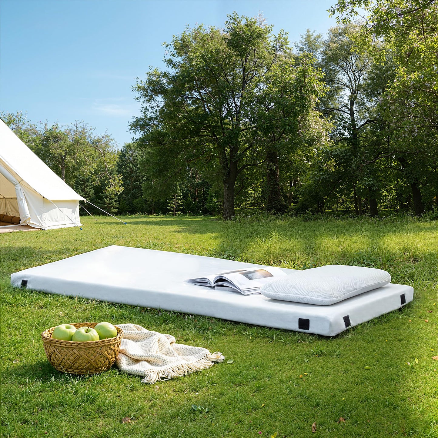 Memory Foam Camping Mattress 2.5 inch, Cot Pads, Single Small Portable Roll Up Camping Sleep Topper with Waterproof and Non-Slip Bottom, Camping Car Mat with Travel Bag, 72"×24"×2.5", Grey