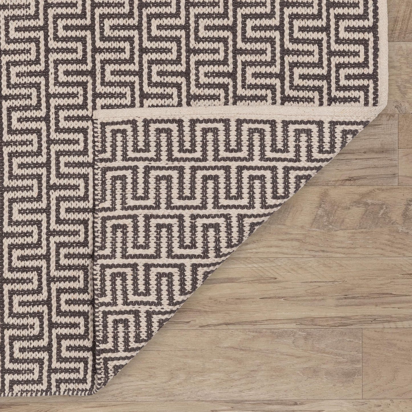 Home Conservatory Zipper Grey/Ivory Handwoven Cotton 8 X 10 Feet, Grey/Ivory Geometric Pattern