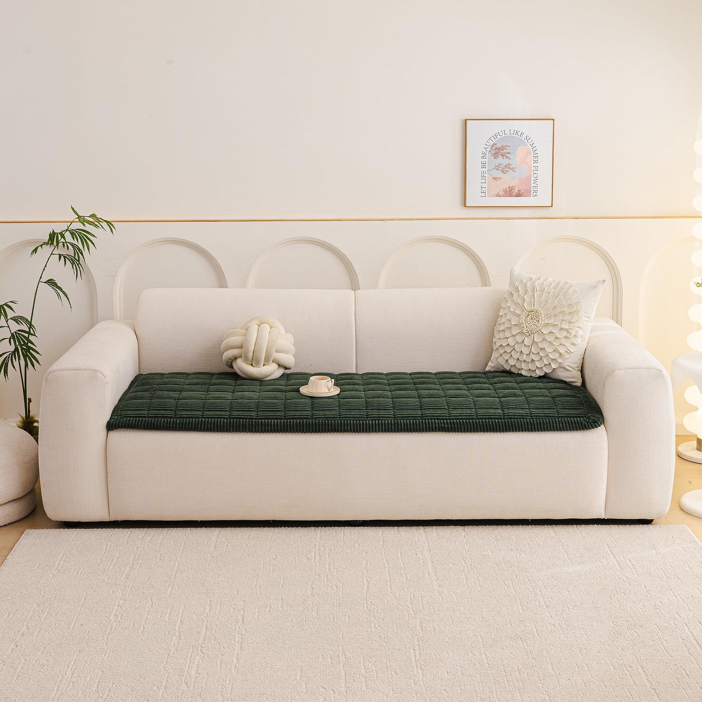 MEETSKY Couch Cover for Dog Washable, Non-Slip Sofa Protector Pet Friendly Sofa Covers for 2 Cushion Couch Soft Furniture Covers for Loveseat Dog Mats for Couches, 27.6" x 59", Moss Green