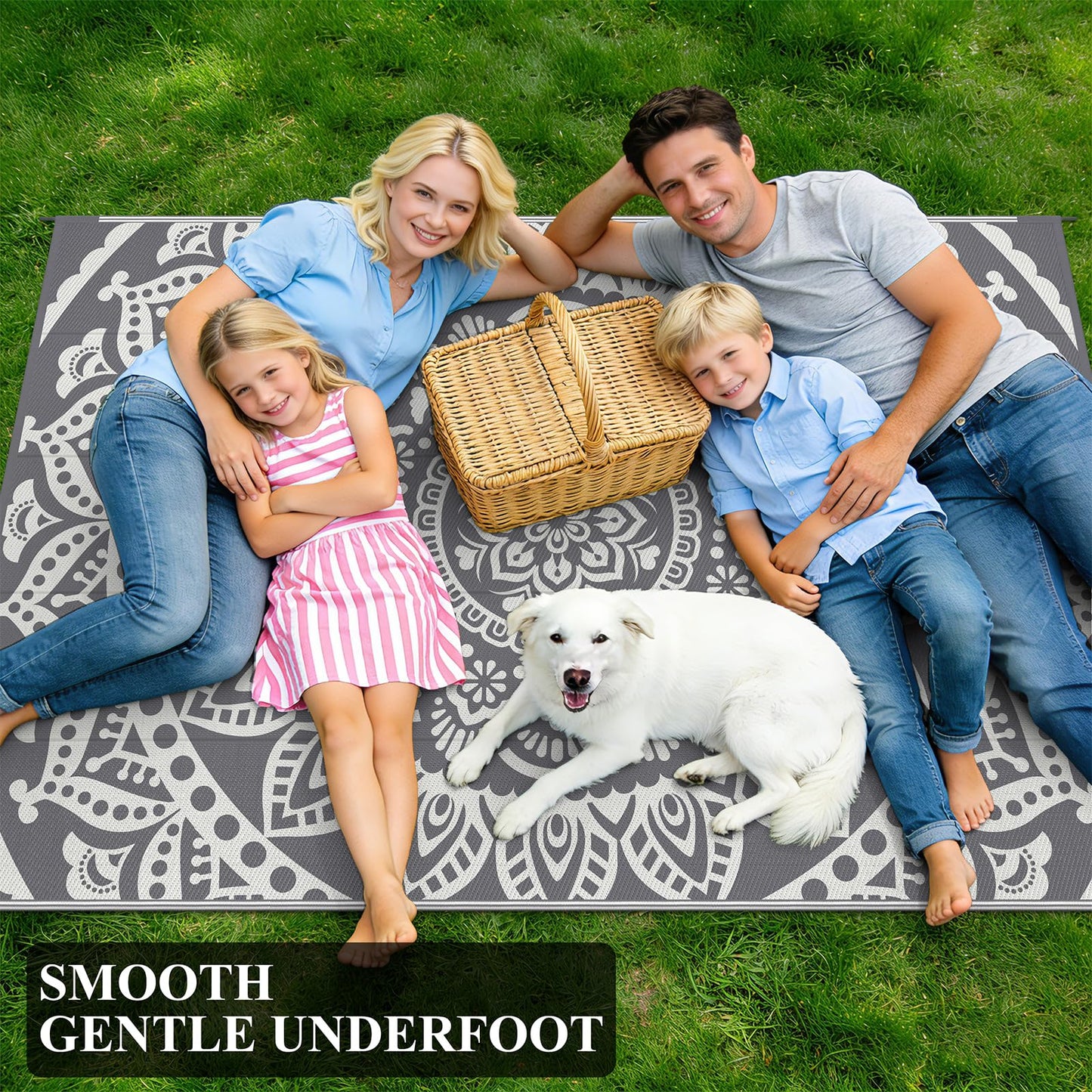 Bsmathom Waterproof Outdoor Rug 5'x8' Grey