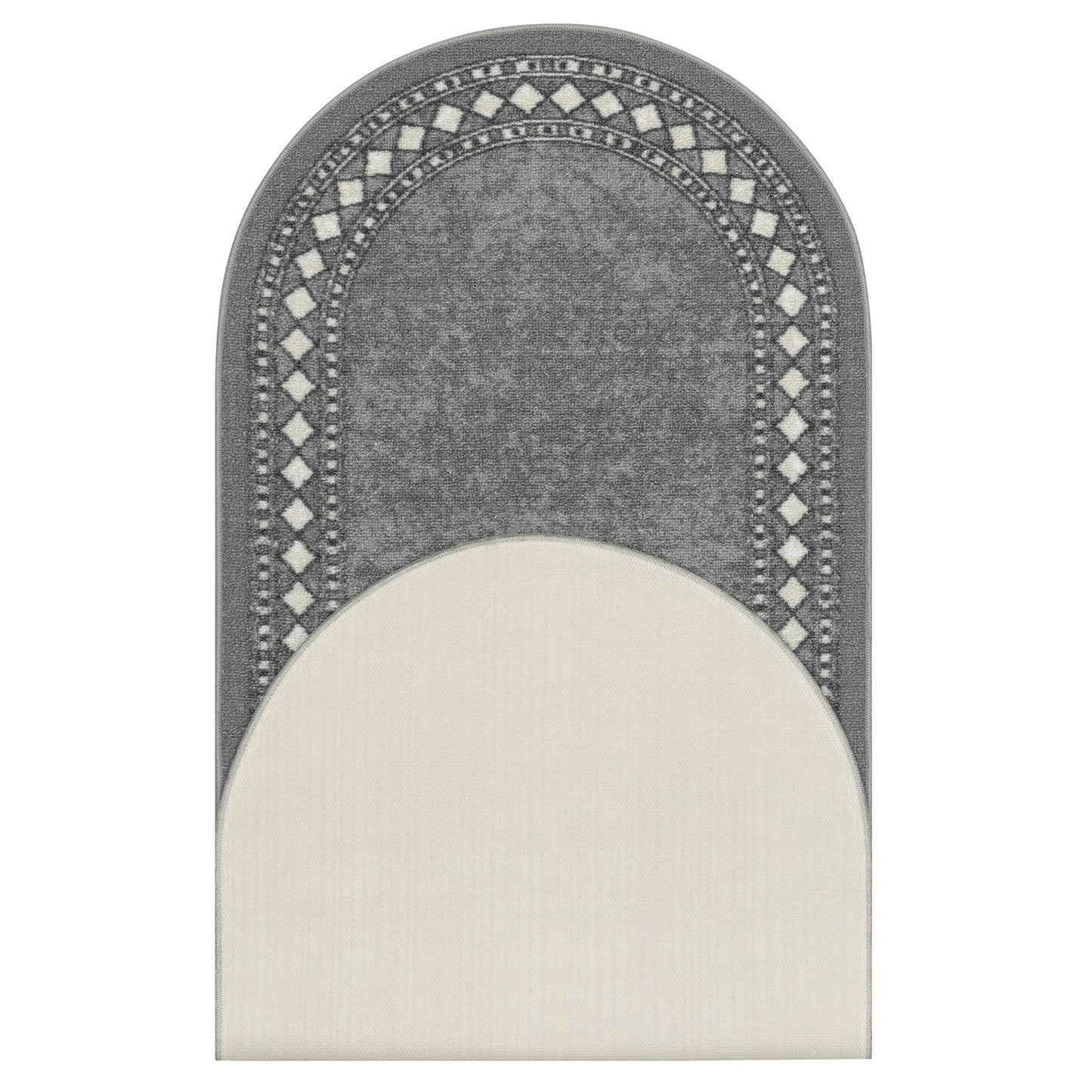 Antep Rugs Alfombras Modern Bordered 2x5 Non-Skid (Non-Slip) Low Profile Pile Rubber Backing Kitchen Area Rugs (Gray, 2' x 5' Oval)