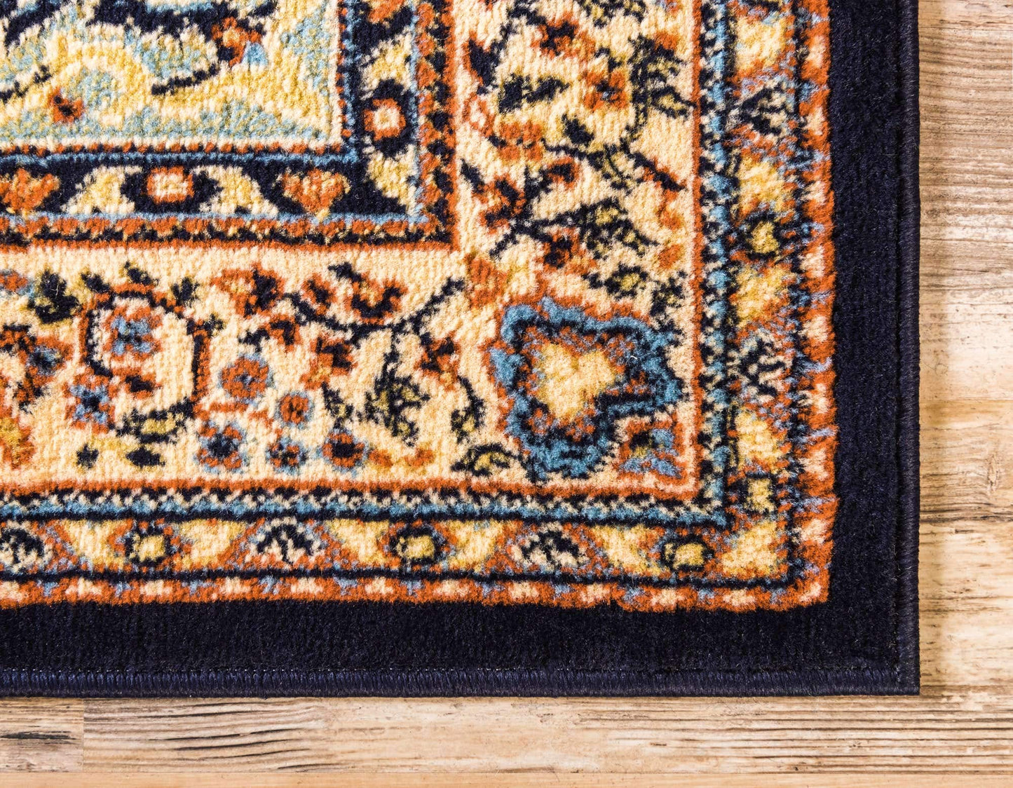 Unique Loom Reza Collection Traditional Persian Style Area Rug, 4 x 6 ft, Navy Blue/Ivory