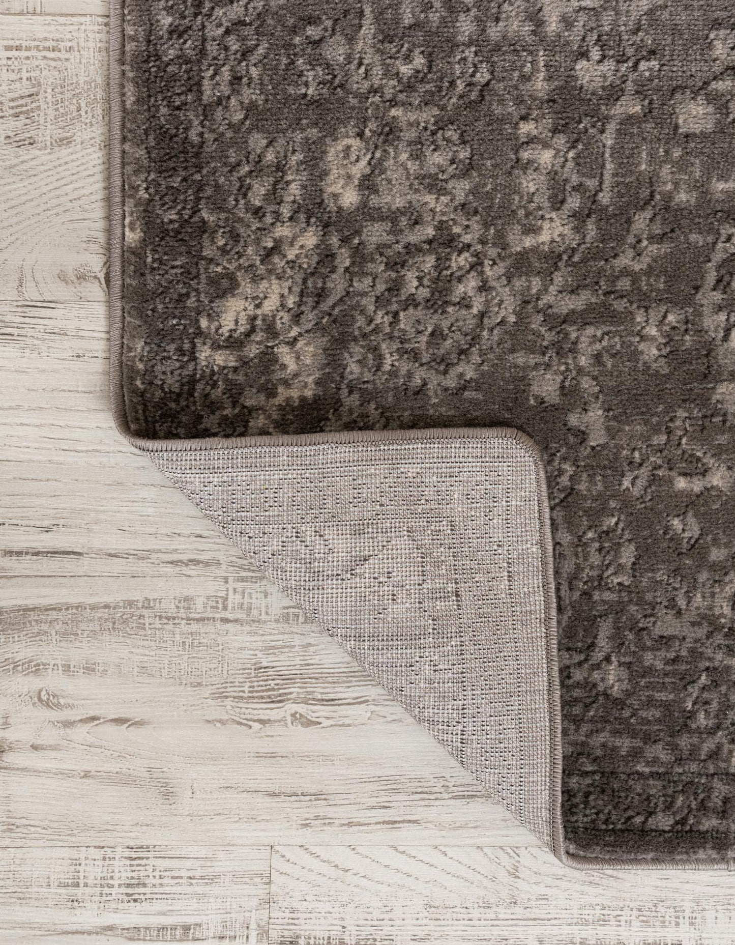 Rugs.com Oregon Collection Rug – 8 Ft Runner Gray Low-Pile Rug Perfect for Hallways, Entryways