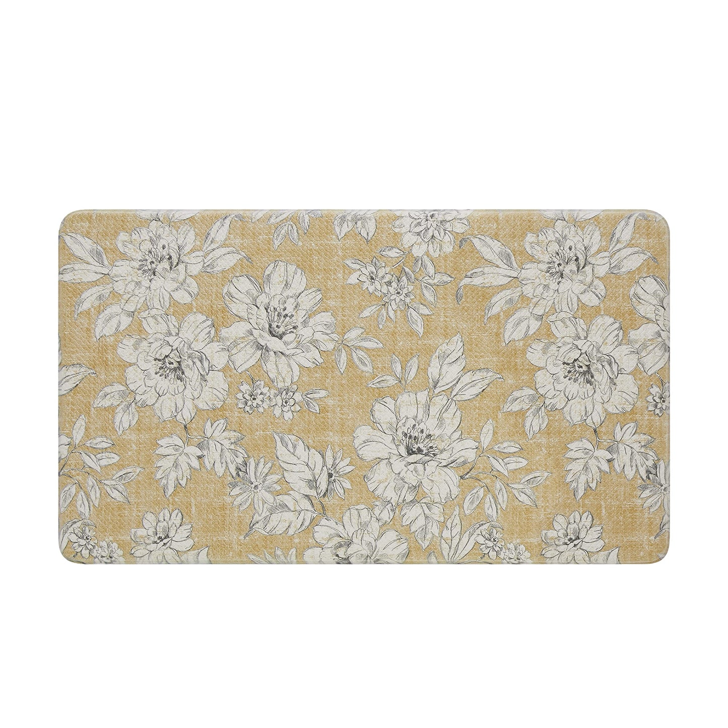 Laura Ashley – Anti-Fatigue Kitchen Mat | Iris Floral Design | Stain, Water & Fade Resistant | Cooking & Standing Relief | Non-Slip Backing | Measures 17.5” x 32”| Tawny Yellow Iris