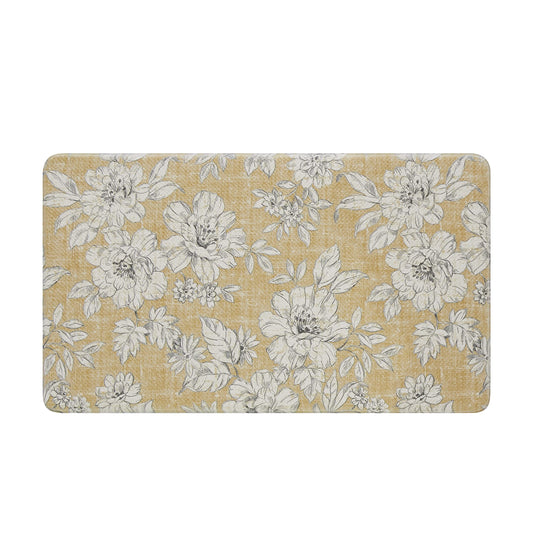 Laura Ashley – Anti-Fatigue Kitchen Mat | Iris Floral Design | Stain, Water & Fade Resistant | Cooking & Standing Relief | Non-Slip Backing | Measures 17.5” x 32”| Tawny Yellow Iris