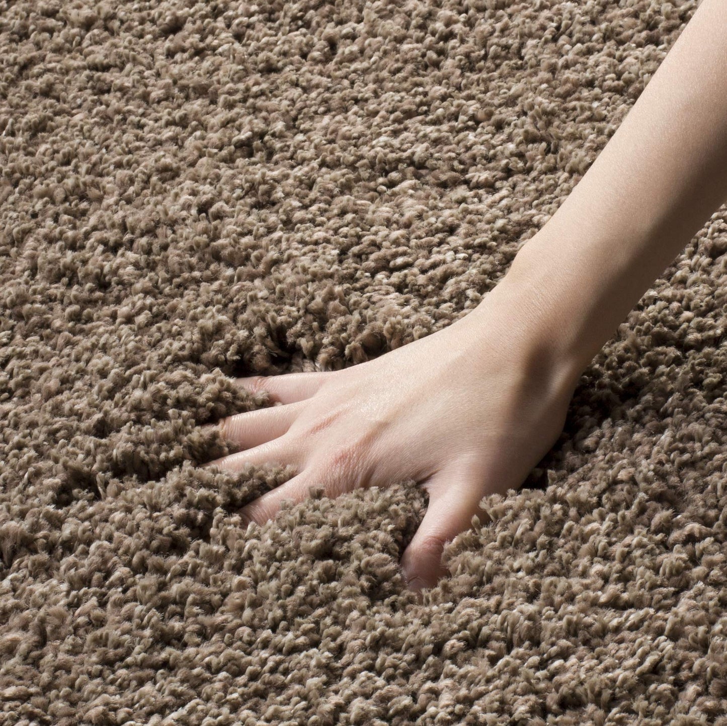 SAFAVIEH California Shag Collection Area Rug - 6'7" Square, Taupe, Non-Shedding & Easy to Clean, Ultra Plush Thick Pile, Ideal for Living Room, Bedroom, Dining Space (SG151-2424)