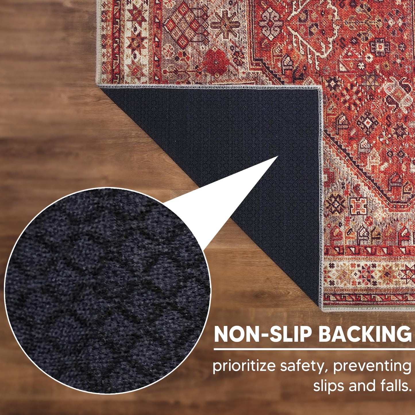 Keen Home Design 30"x144" Rug - Machine Washable Runner Rug with Non-Slip Backing, Ideal for Hallway, Entryway, Kitchen, Laundry Room - Vintage, Easy Clean, Durable, Low Pile - (2'6" x 12')