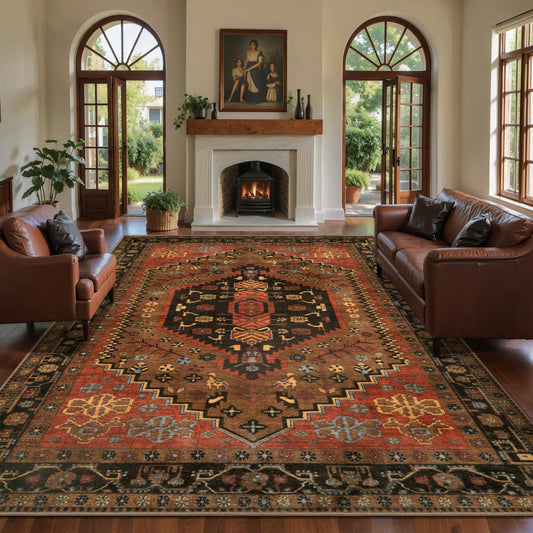 Ciicool 6x9ft Area Rug, Large Washable Throw Rug Vintage Kitchen Carpet for Entrance Bedroom Bedside Living Room Kitchen Laundry Bathroom Decor