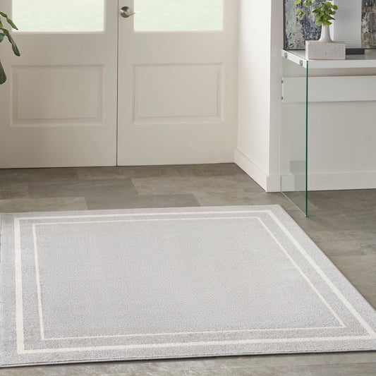 Nourison Home Nourison Essentials Grey Ivory 5' x Square Area Rug - Easy Clean, Non Shedding, Bed Room, Living Room, Dining Room, Kitchen (5' x Square)