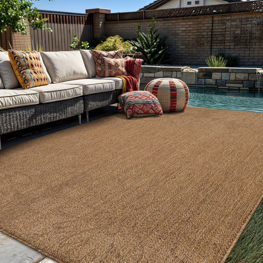Rugshop Floral Indoor Outdoor Flat Woven Area Rug,Natural Jute-Style,Easy-Care Patio Rug for Backyard Porch Deck Balcony, 5' x 7' Natural/Jute