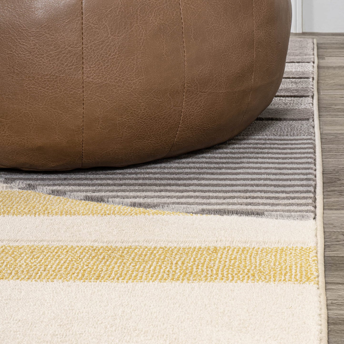 JONATHAN Y Striped Circles Gray/Yellow/Cream Indoor Area Rug 3X5 ft, Nicky Geometric for Living Room, Bedroom, Kitchen, Office, Easy-Cleaning, High Traffic, Pet-Friendly, Non-Shedding UNQ100A-3