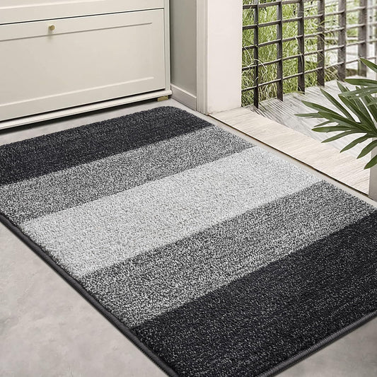 Kitinjoy Indoor Outdoor Door Mat, 36x24 Non-Slip Absorbent Dirt Trapper, Low-Profile Washable Inside Entrance Front Floor Mat, Sturdy Soft Entry Doormats for Entryway, Grey