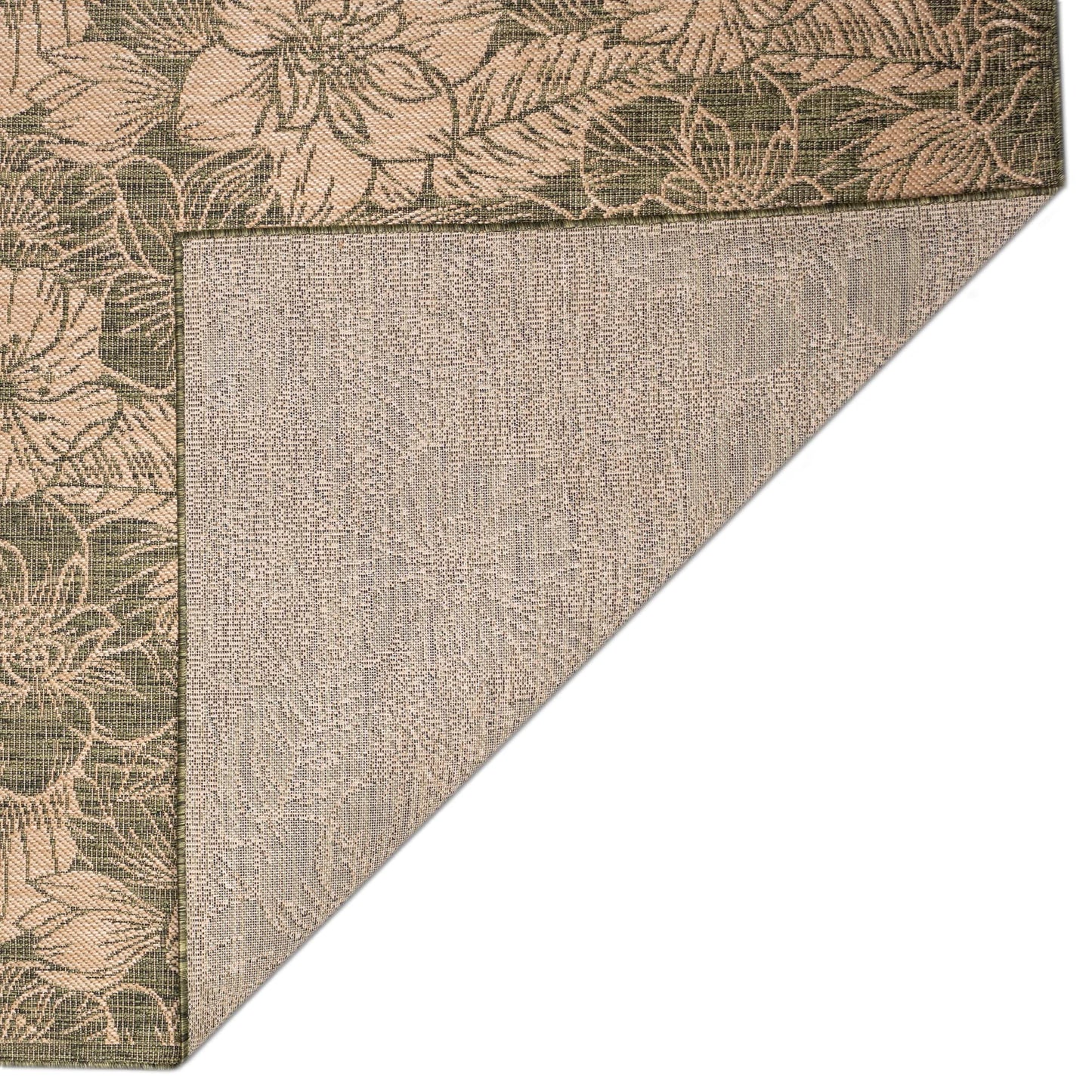 Liora Manne Carmel Indoor/Outdoor Power Loomed Synthetic Blend Low Profile Area Rug - Transitional Botanical Floral Decorative (Botanical Green) (1'11" x 7'6")