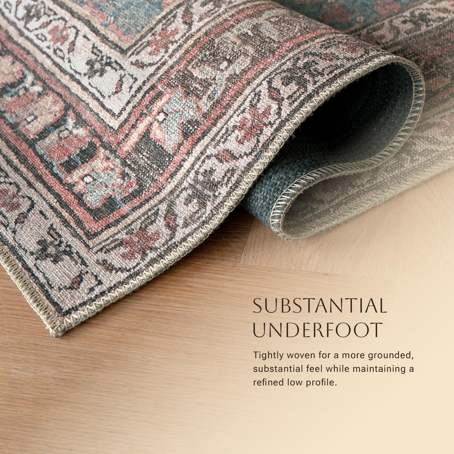 KNOTTING MATTERS Knot Again 3’ x 5’ Area Rug – Clay & Mineral Blue Heritage Flatweave, Low-Pile – Easy Clean Accent Rug – Perfect for Entryway, Hallway, Kitchen, Bedroom – Pet & Kid Friendly