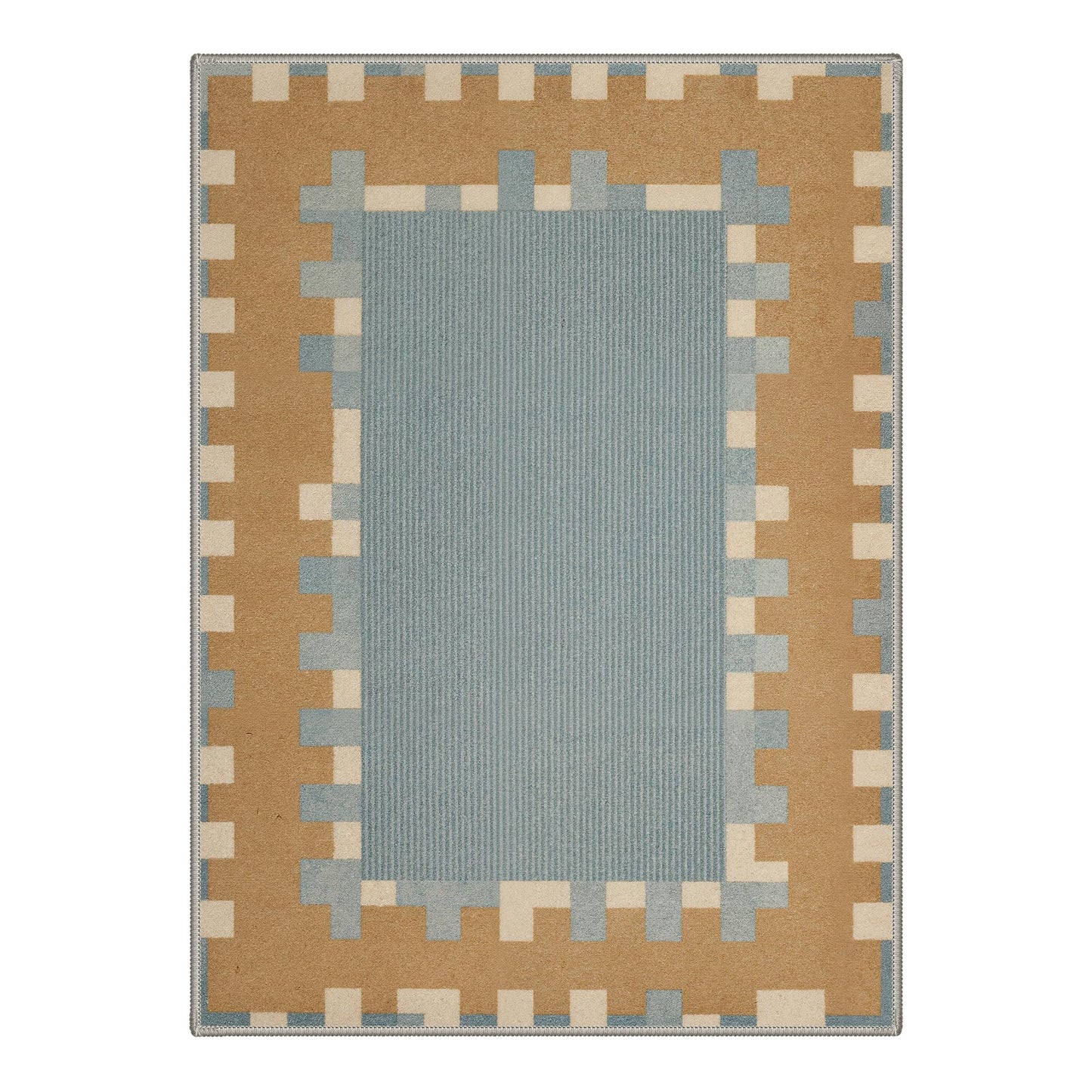 BEIMO 8X10 Area Rugs Minimalist Geometric Blocks Rug, Low Pile Non Slip Machine Washable Indoor Rug for Living Room Bedroom Dining Room Home Office, Dusty Camel