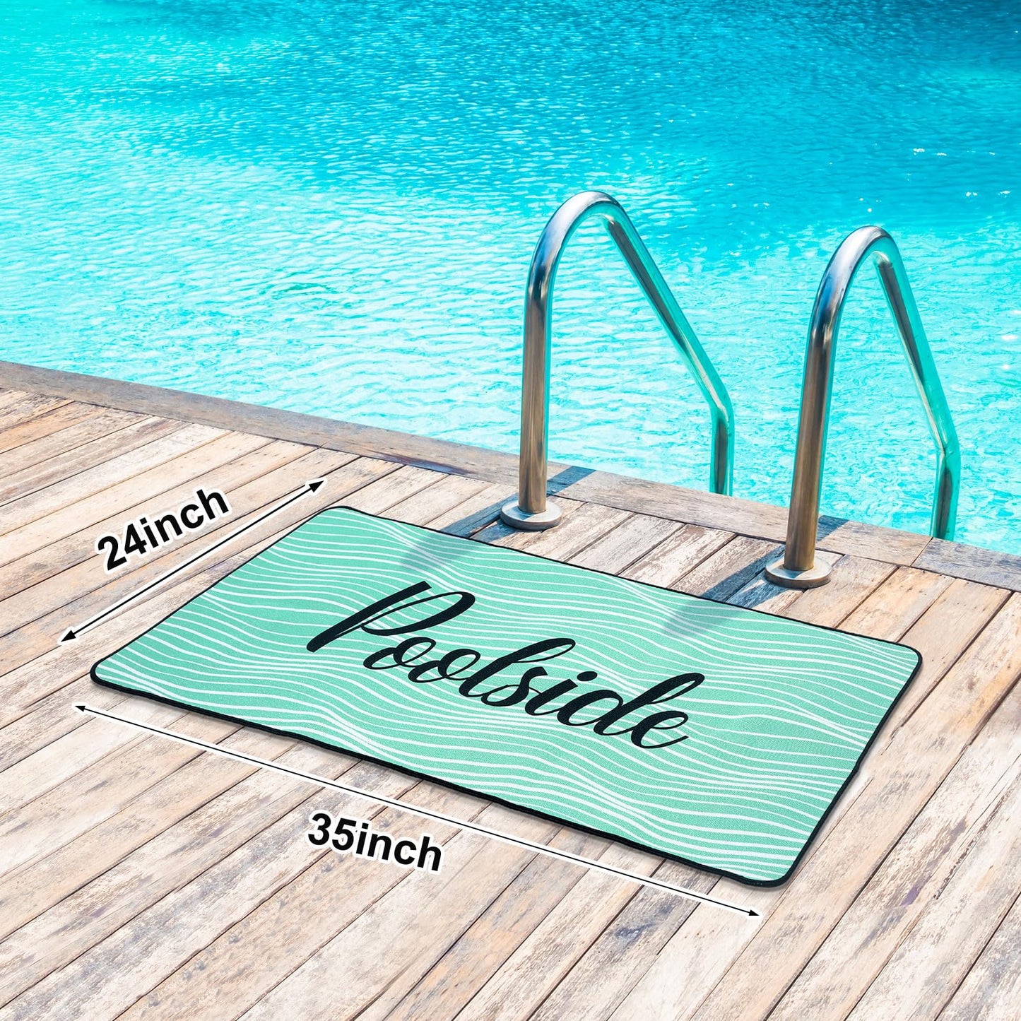 Tinideya Pool Mat Poolside Non Slip Mat Walk Pool Deck Mats Rugs for Floor Outdoor Rubber Mats with Drainage Outdoor and Indoor Dock Safety(Teal,23.62" X 35.43")