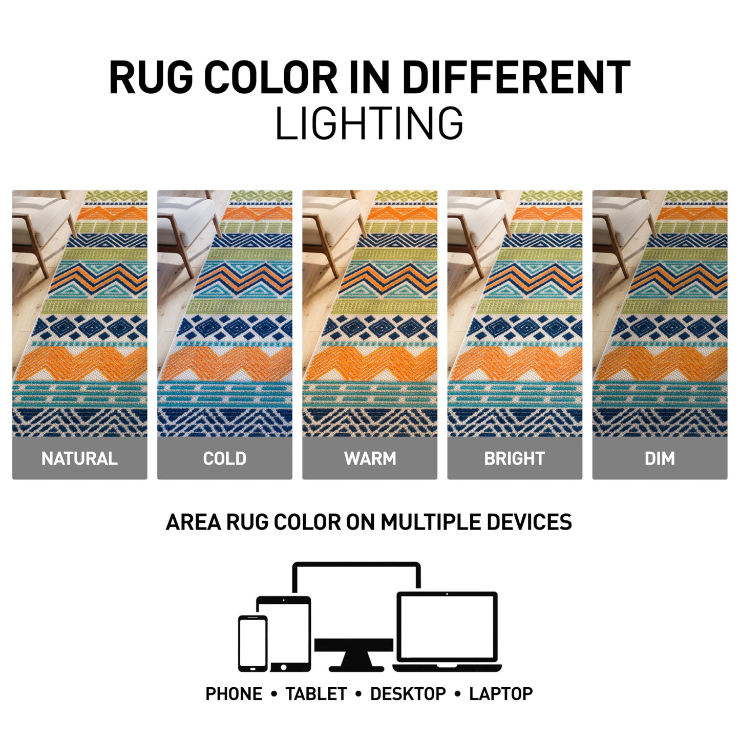 Rugshop Multi Marbella Boho Indoor/Outdoor Area Rug for Deck,Patio, Balcony and Entryway 4' x 6'