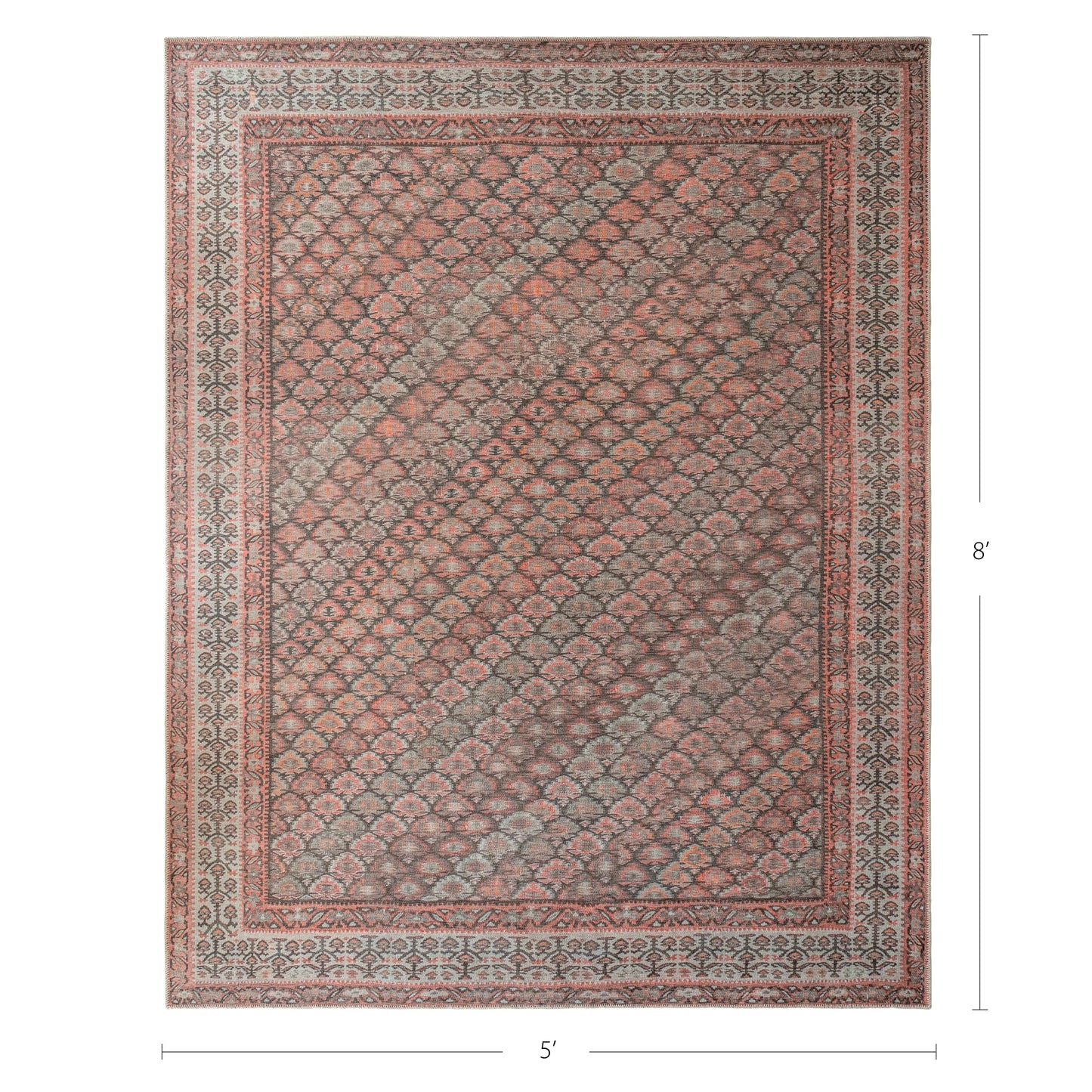 KNOTTING MATTERS Knot in Line 5’ x 8’ Area Rug – Warm Taupe & Clay Heritage Flatweave, Low-Pile – Easy Clean Area Rug – Perfect for Living Room, Dining Room, Bedroom – Pet & Kid Friendly