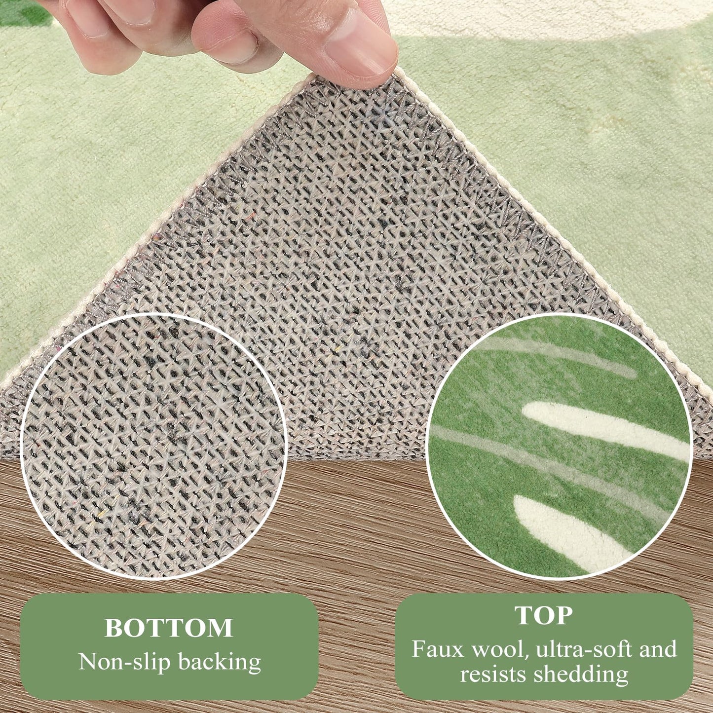 Lukinbox Leaf Indoor Outdoor Area Rugs for Patio, 5x7 Green Washable Living Room Rug Tropical Monstera Plant Non-Slip Bedroom Rugs, Large Accent Area Carpets for Dinning Room Porch