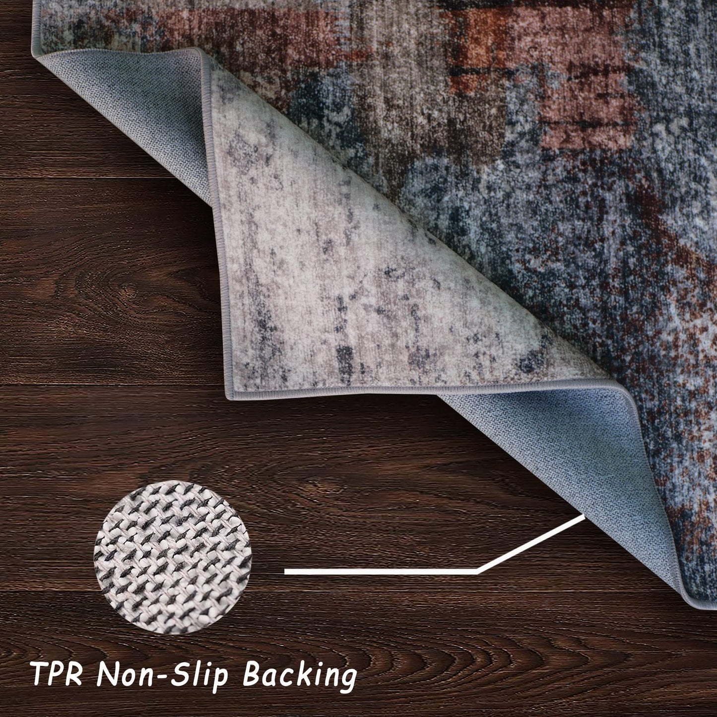 vivorug Grey 9x12 Area Rugs for Living Room, Non Slip Machine Washable Modern Abstract Rug, Ultra-Thin Lightweight Large Area Rug Carpet for Bedroom, Dining Room, Low Pile