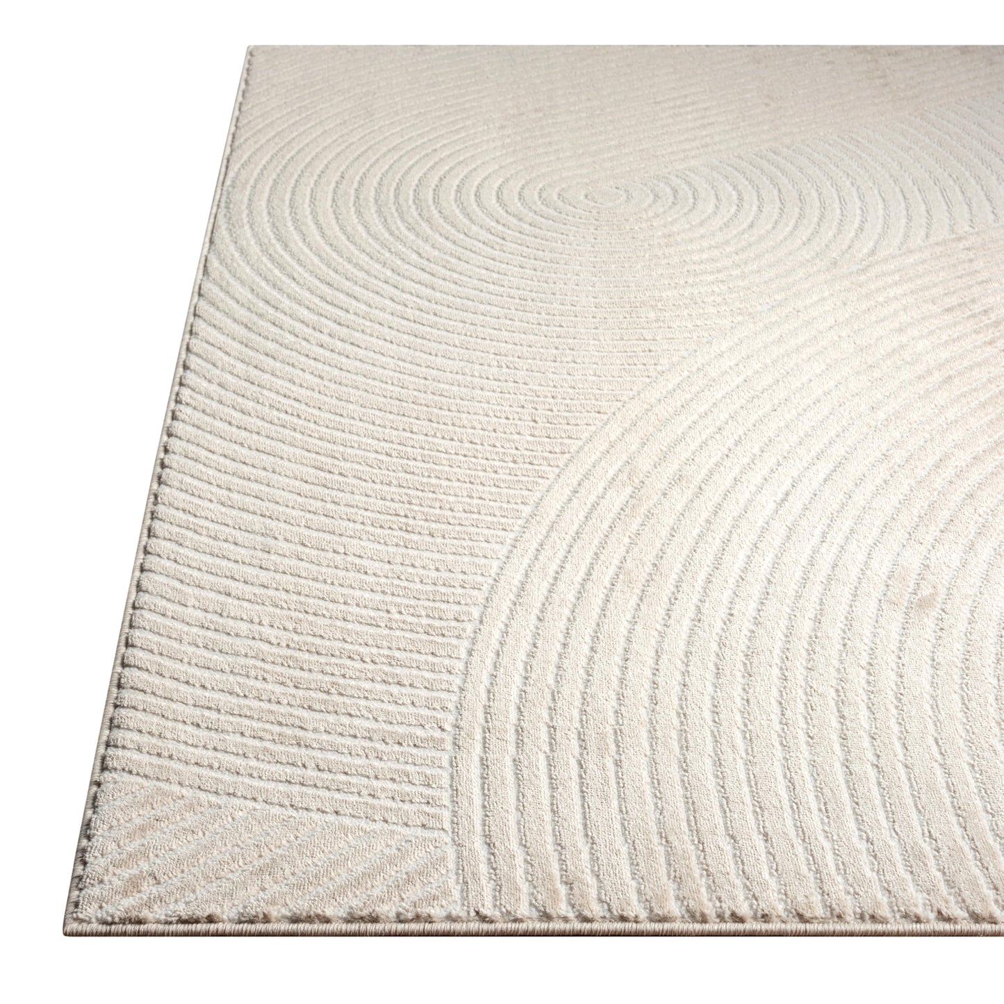 Abani Neutral Beige Area Rug | 5' x 8' Tan Geometric Carpet with Zen Circle Pattern | Rugs for Living Room, Bedroom, Office