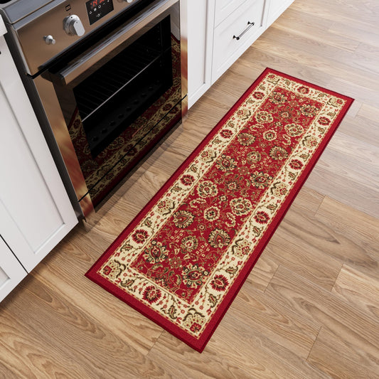Ottomanson Hallway Runner Rug 20" x 53" Non Slip Oriental Area Rugs Easy to Clean Laundry Rug Runner Durable & Pet Friendly Floor Carpet Runners for Hallways Entryway Living Room Kitchen, Red