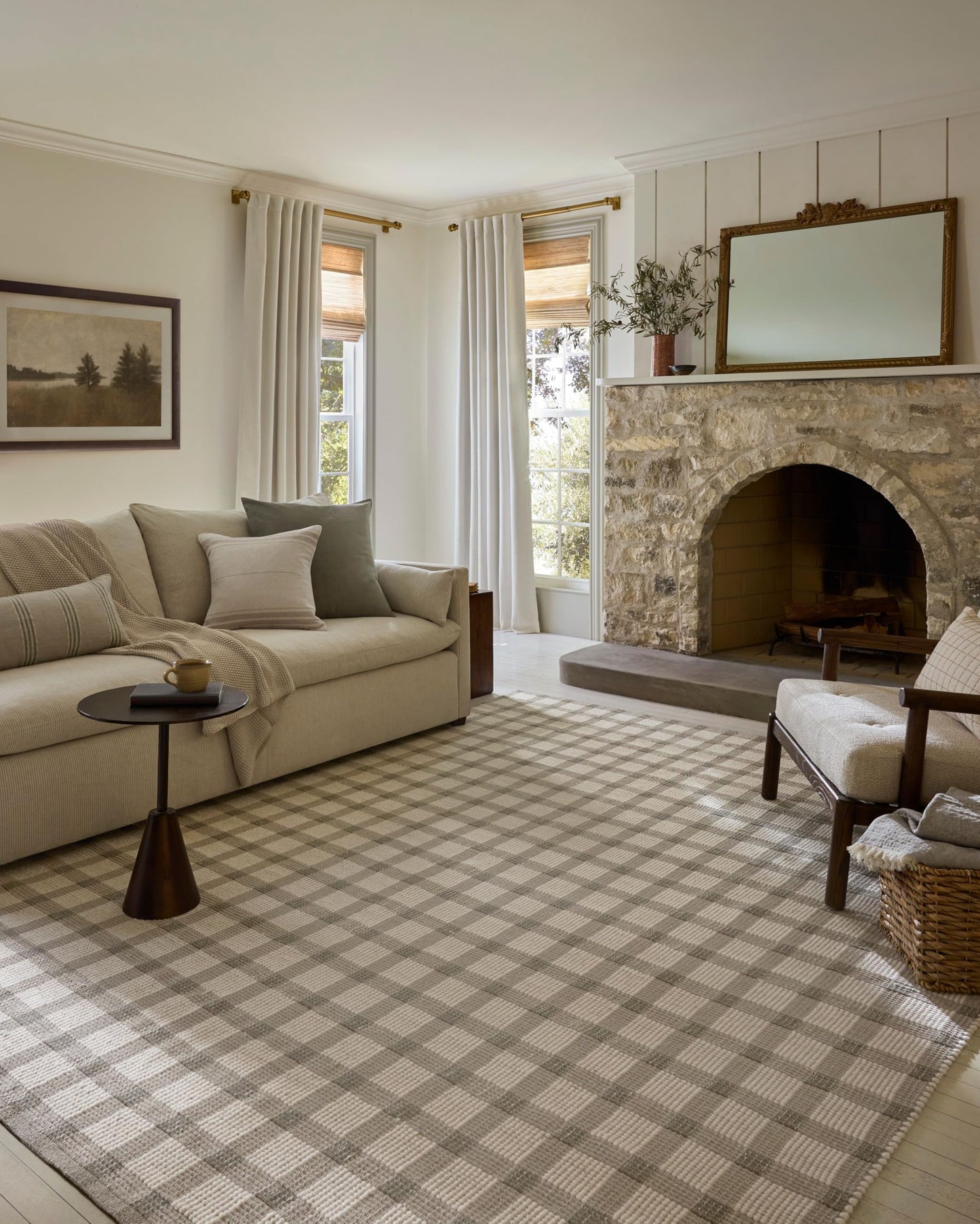 Loloi Magnolia Home by Joanna Gaines Ryder Collection RYD-02 Stone/Ivory 5'-0" x 7'-6" Area Rug