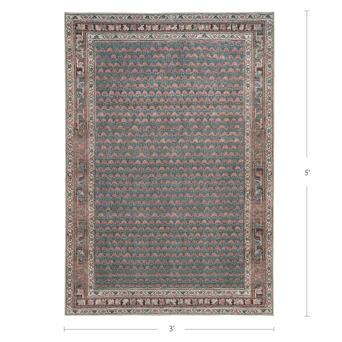 KNOTTING MATTERS Knot Again 3’ x 5’ Area Rug – Clay & Mineral Blue Heritage Flatweave, Low-Pile – Easy Clean Accent Rug – Perfect for Entryway, Hallway, Kitchen, Bedroom – Pet & Kid Friendly