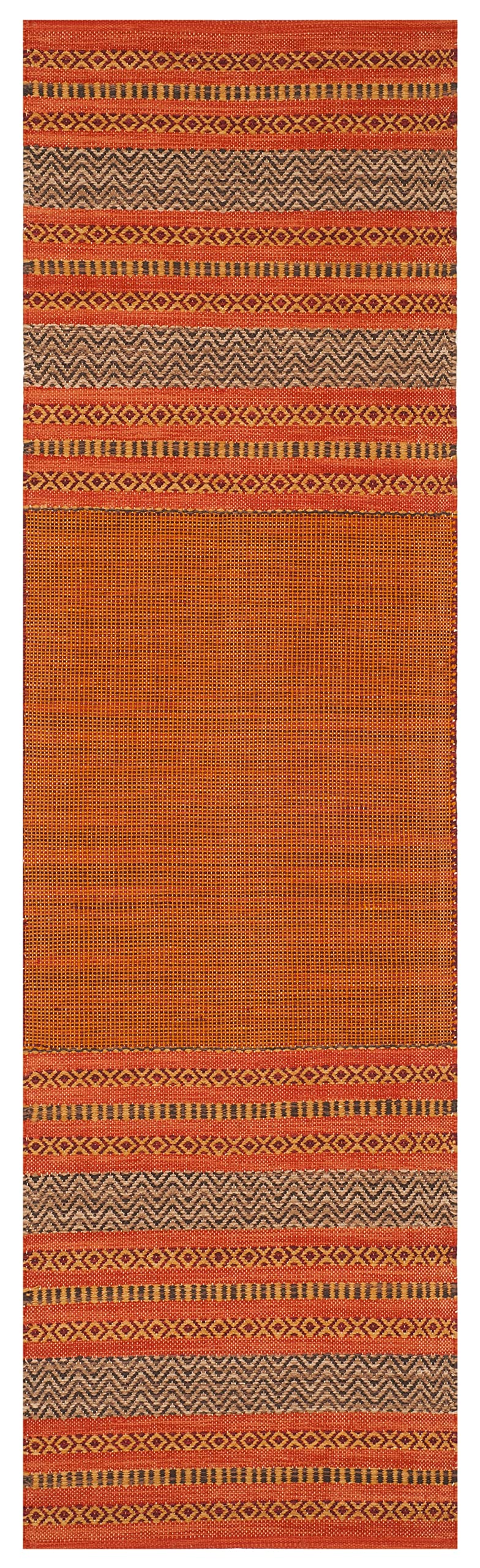SAFAVIEH Montauk Collection Runner Rug - 2'6" x 6', Orange & Red, Handmade Flat Weave Stripe Cotton, Ideal for High Traffic Areas in Living Room, Bedroom (MTK214B)