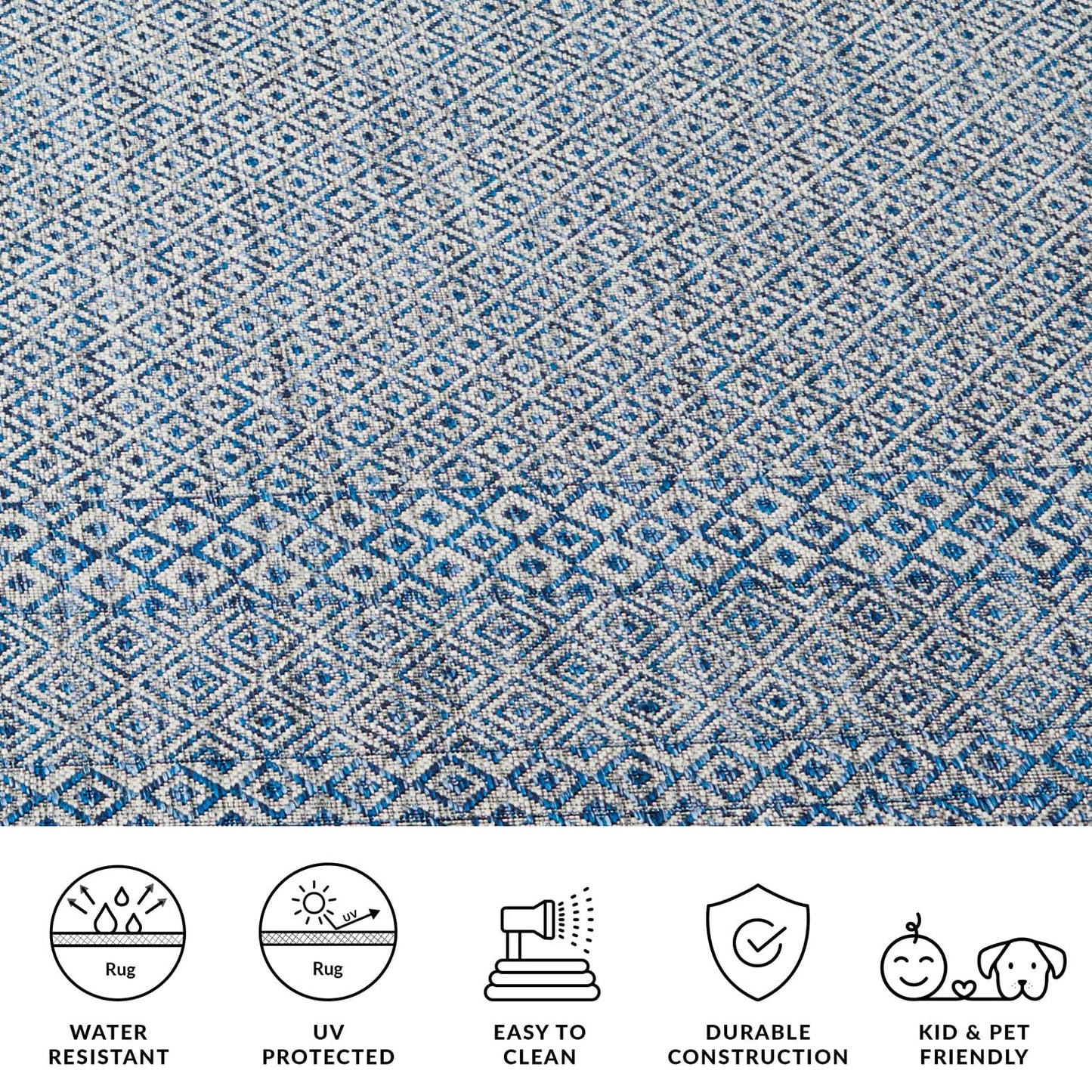 SAFAVIEH Courtyard Collection 2'3" x 14' Grey/Blue CY8235 Indoor/ Outside Waterproof Easy cleansingPatio Backyard Mudroom Runner Mat
