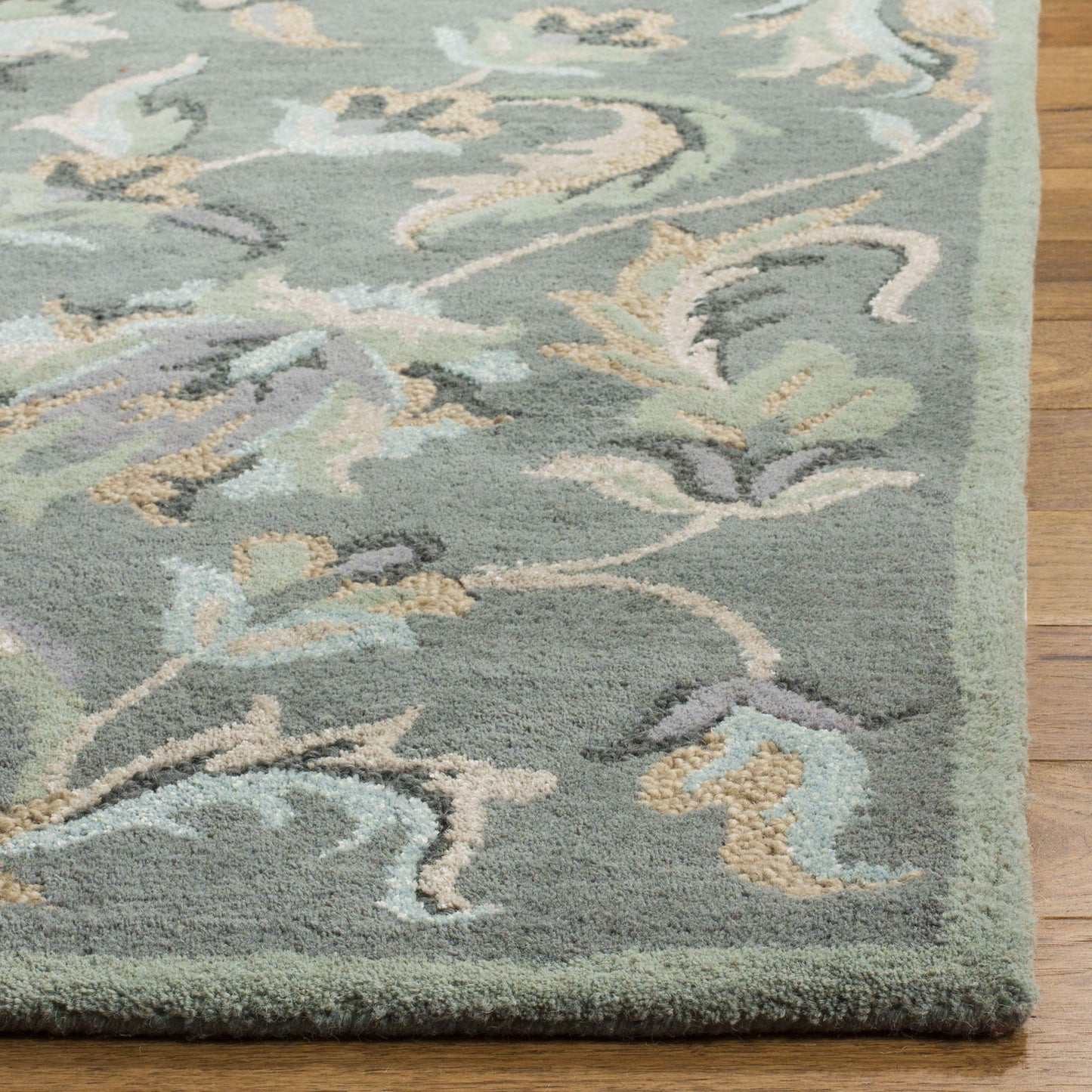 SAFAVIEH Jardin Collection Runner Rug - 2'3" x 6', Grey & Multi, Handmade Floral Wool, Ideal for High Traffic Areas in Living Room, Bedroom (JAR461A)