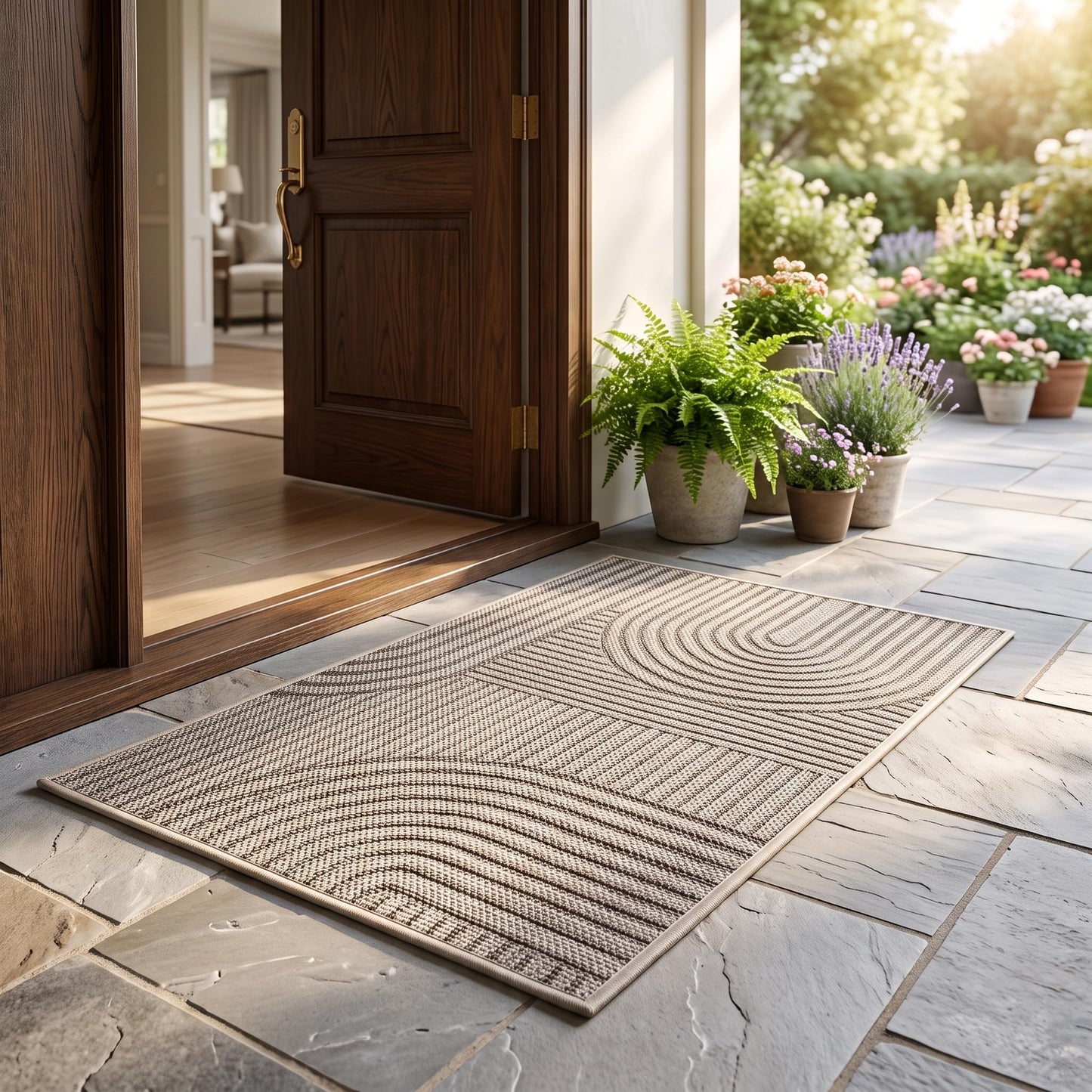 ZENMPAI 0.16" Ultra Thin Indoor Doormat,Front Door Mat 17x30,Brown