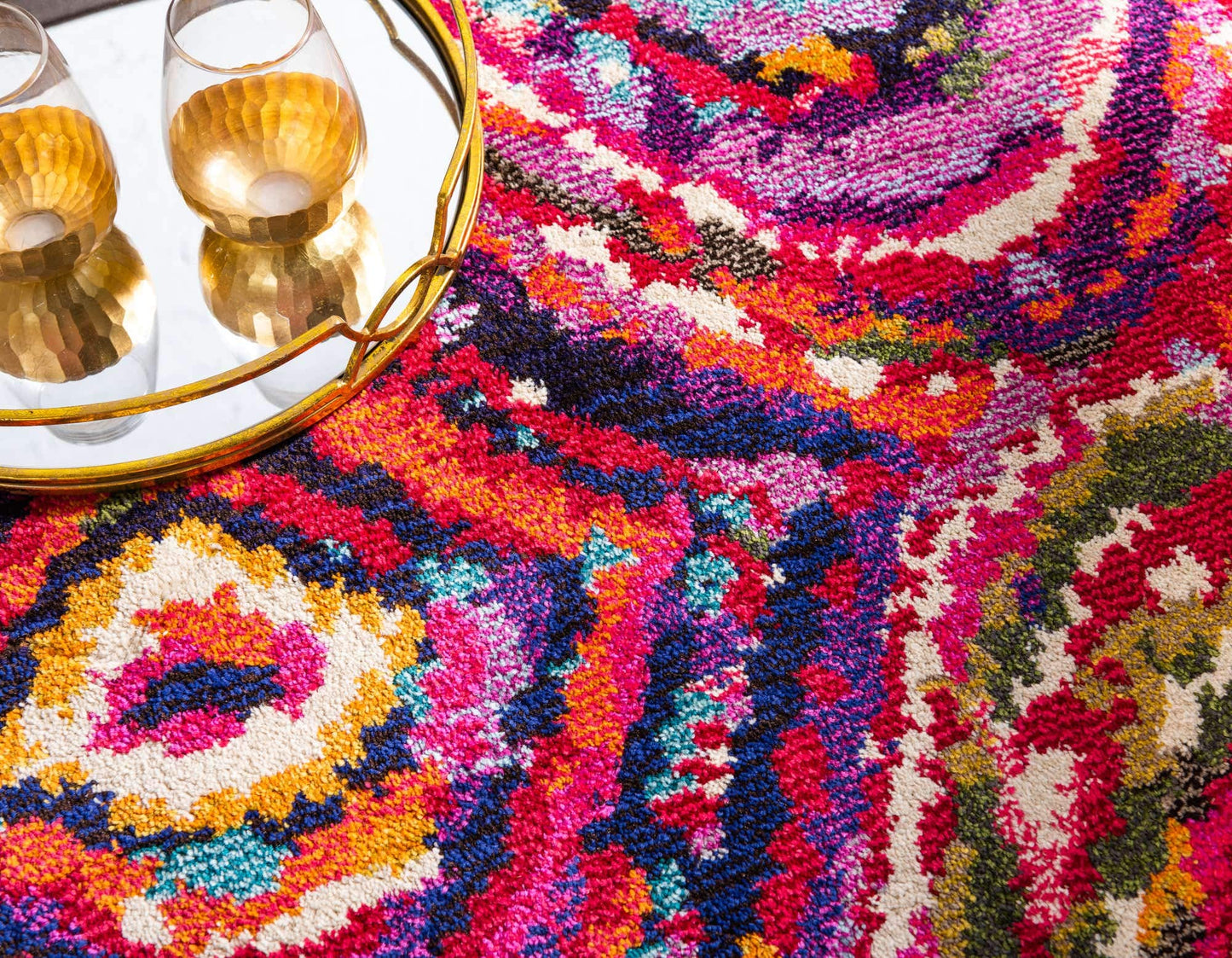 Unique Loom Estrella Collection Colorful, Abstract, Geometric, Gradient, Modern Area Rug (5' 0 x 8' 0 Rectangular, Multi/Pink)