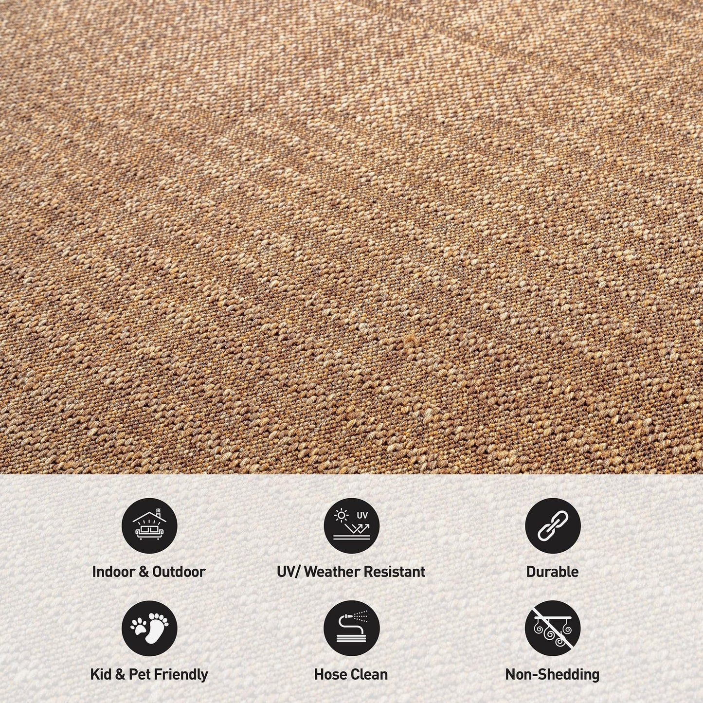 Rugshop Geometric Indoor Outdoor Flat Woven Area Rug,Natural Jute-Style,Easy-Care Patio Rug for Entryway Backyard Porch Deck Balcony, 2' x 3' Natural/Jute