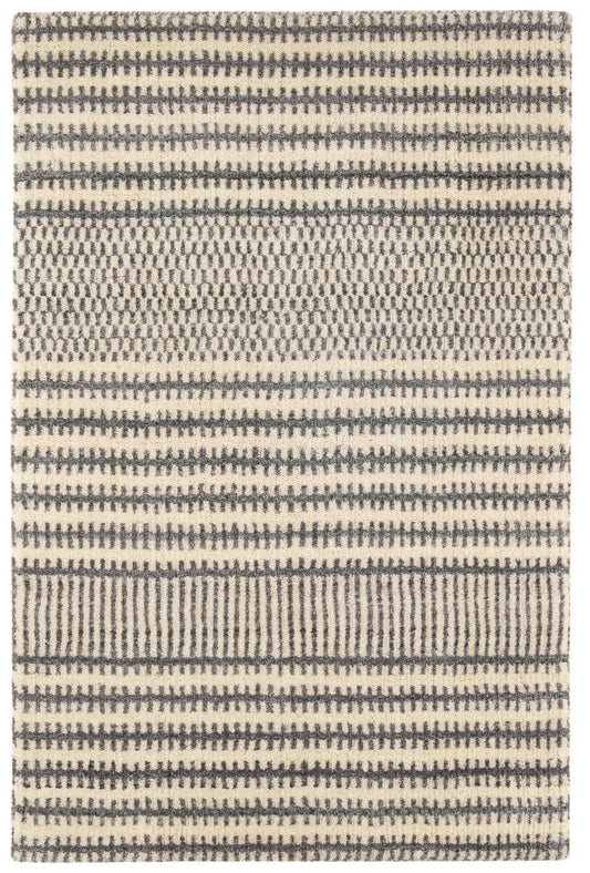 Dash & Albert Tracks Grey Hand Loom Knotted Wool Rug, Runner-2.5 X 8 Feet, Grey Geometric Pattern - Premium Luxury Hotel Quality Soft Breathable Hypoallergenic Machine Washable Easy Care All