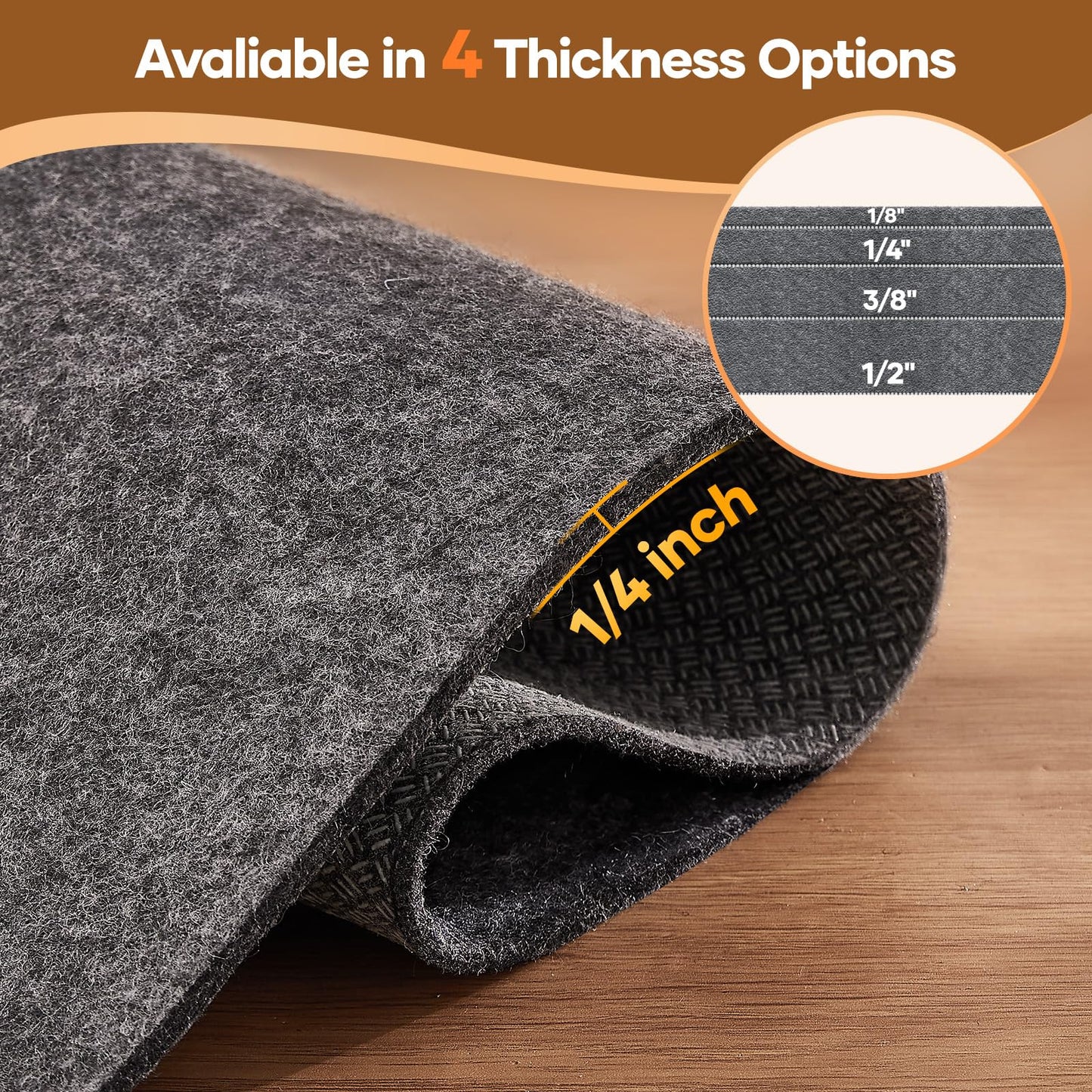Veken Non Slip Cushioned Rug Pad Gripper 6 x 9 Ft, Felt and Silicone Backing, 1/4 inch Thick Carpet Liner for Hardwood Floors, Under Area Rugs Mat, More Than 99 Pcs Anti-Slip Long Strips Pattern