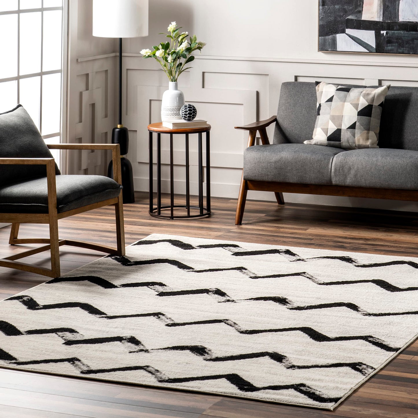 nuLOOM Addison Modern Chevrons Area Rug, 4x6, Grey