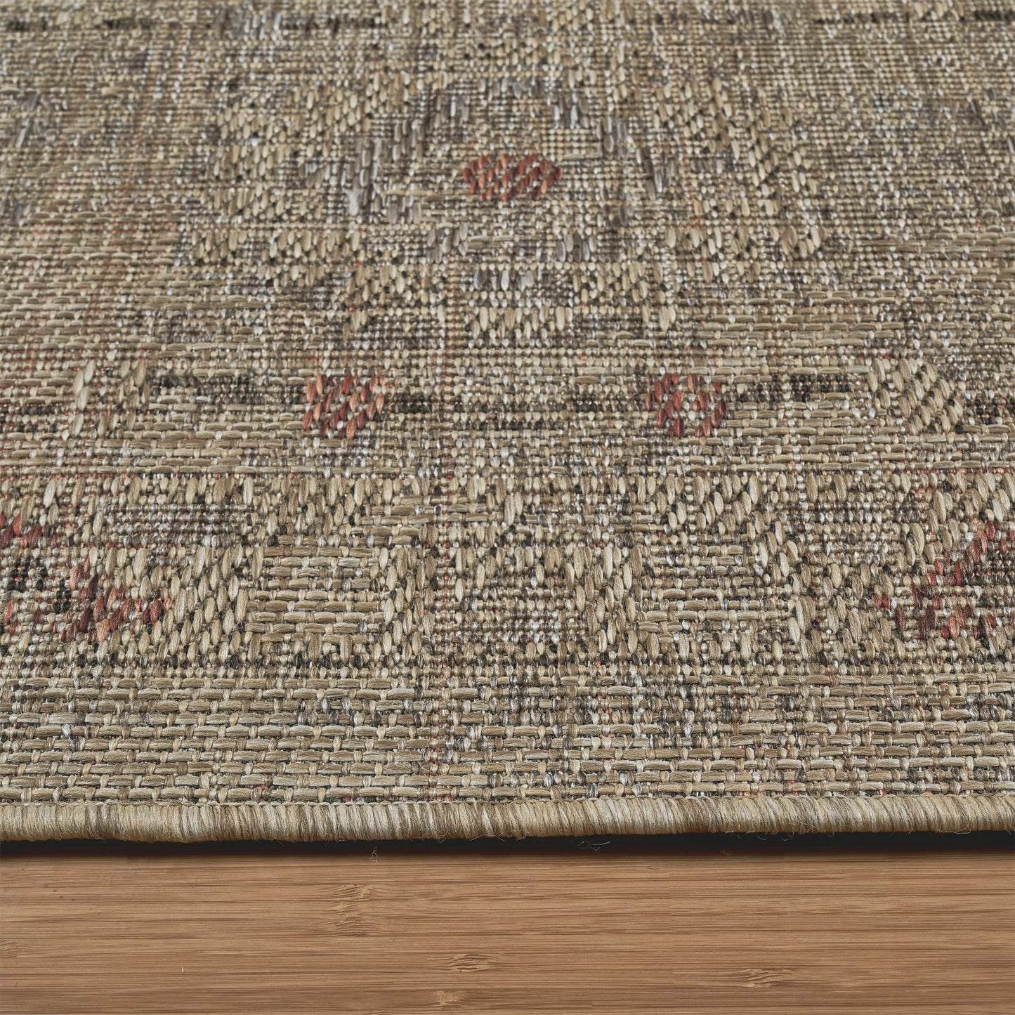 Thomasville Nomad Flatweave Area Rug by Gertmenian - 5x7 Ft Standard, Stain & UV Resistant Carpet, Deck, Patio, Poolside & Mudroom - Pinnock Beige, 26738