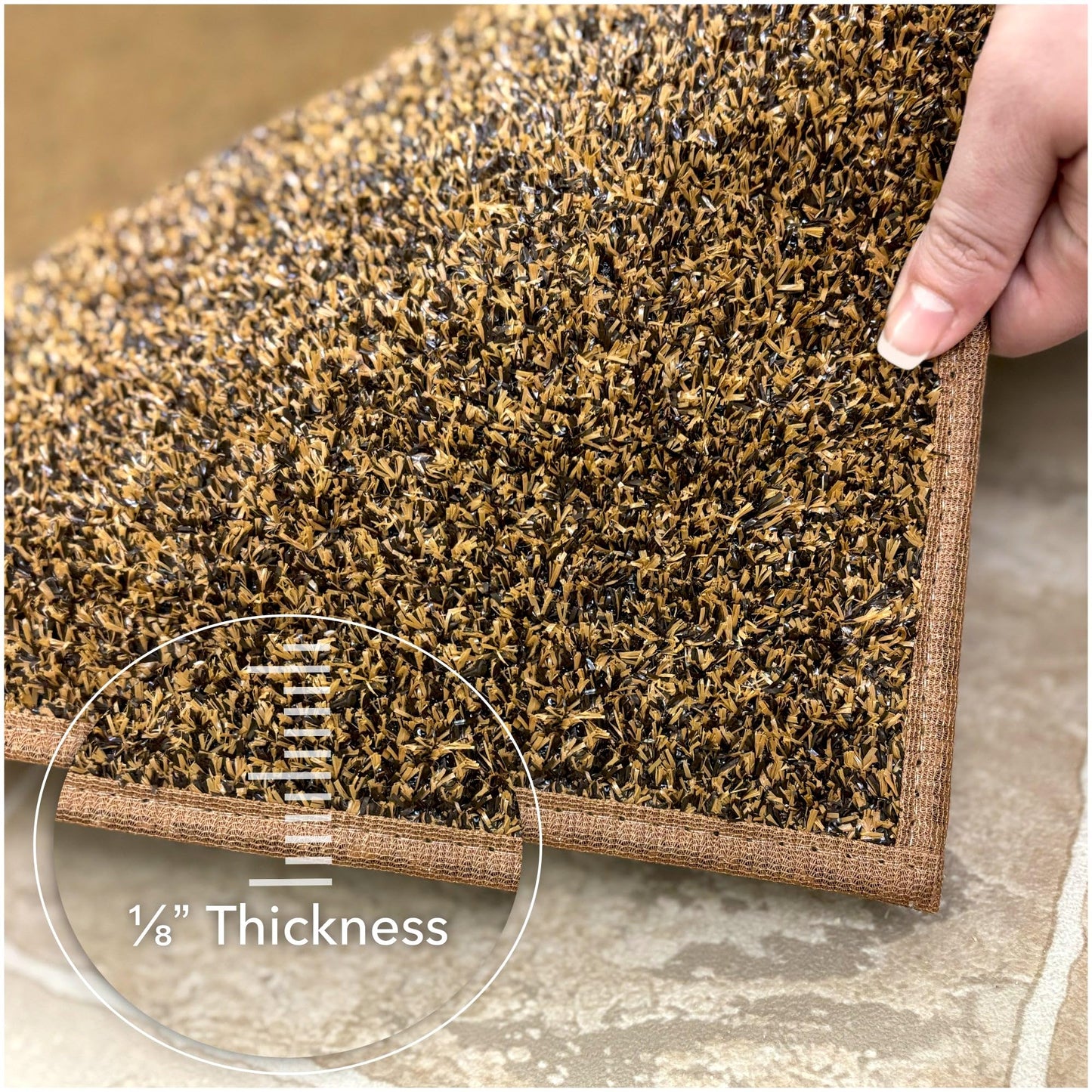 KOECKRITZ 6' x 7' Artificial Turf Indoor Outdoor Rug – Brown/Tan Synthetic Grass Carpet for Patio, Garden, Balcony & Landscape – Pet Friendly, Dog Grass, Lightweight