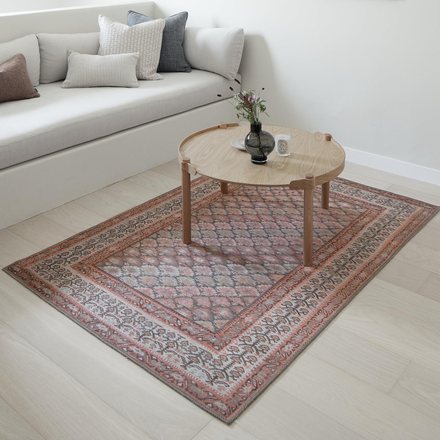 KNOTTING MATTERS Knot in Line 4’ x 6’ Area Rug – Warm Taupe & Clay Heritage Flatweave, Low-Pile – Easy Clean Accent Rug – Perfect for Entryway, Hallway, Kitchen, Bedroom – Pet & Kid Friendly